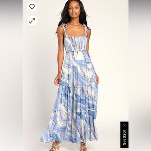 NWT Lulus Blue, White, and Gold Maxi Dress
